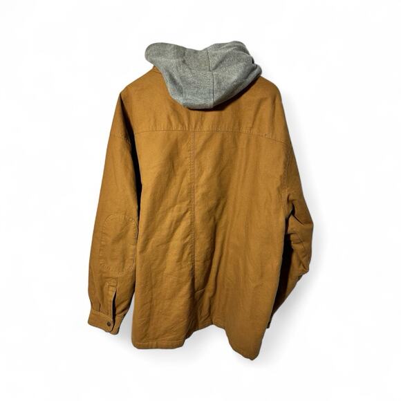 Genuine Dickies Fleece Hooded Snap/Zip Up Duck Shirt Jacket Brown Men’s 3XL - Picture 4 of 12
